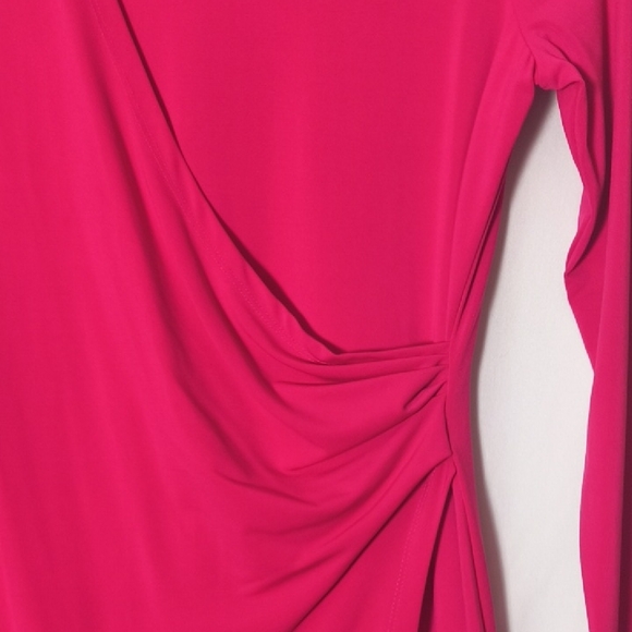 Thalia Sodi Fuchsia Long Sleeve Dress Size 6 With Gold Studded Accents. In - Picture 8 of 11